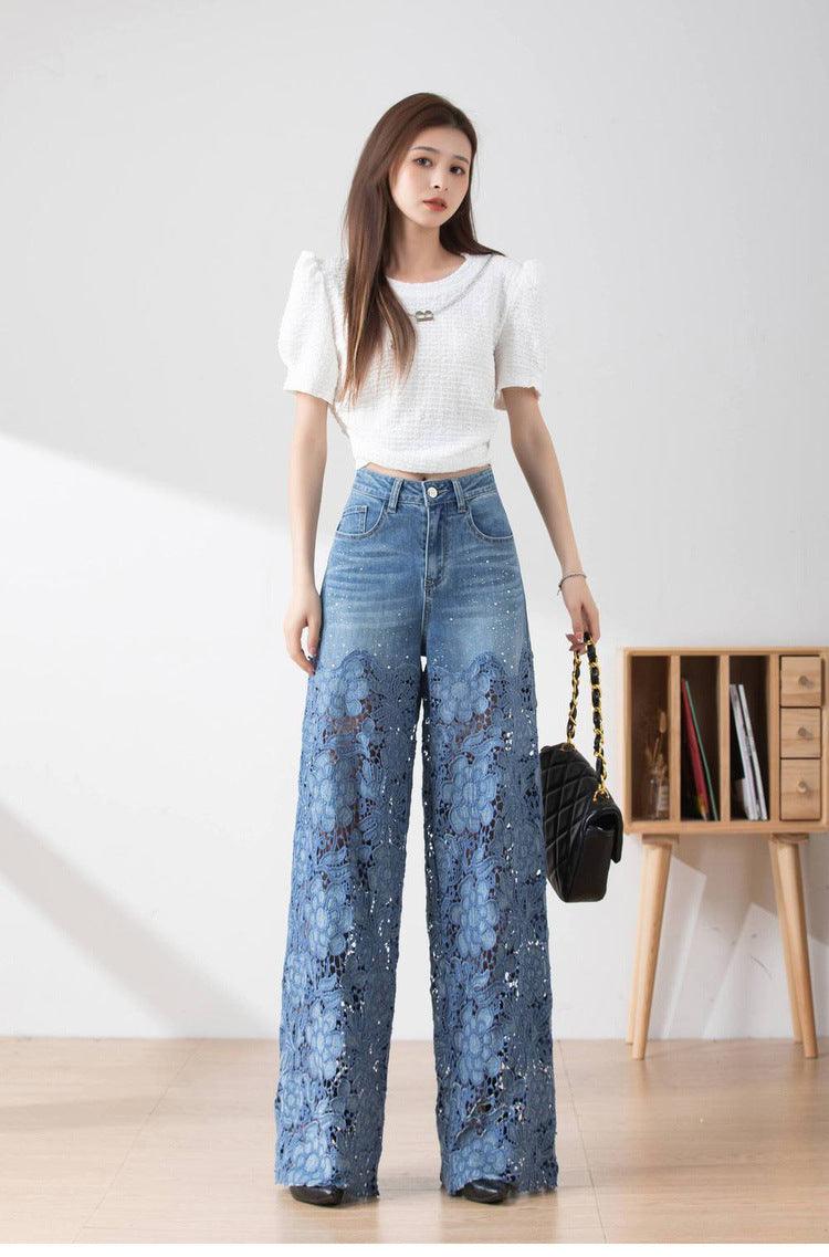 Women's Stitching High Waist Wide Leg Pants - fadidesign