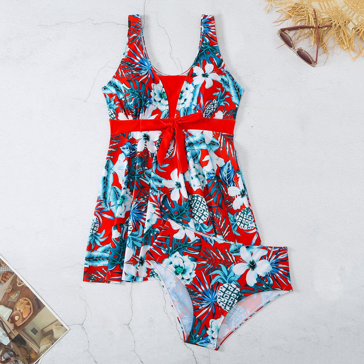 Women's V-neck Printed Split Bikini Swimsuit - fadidesign