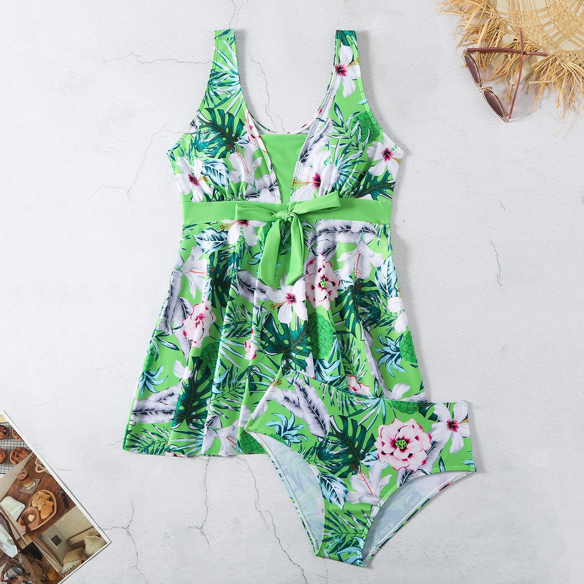 Women's V-neck Printed Split Bikini Swimsuit - fadidesign