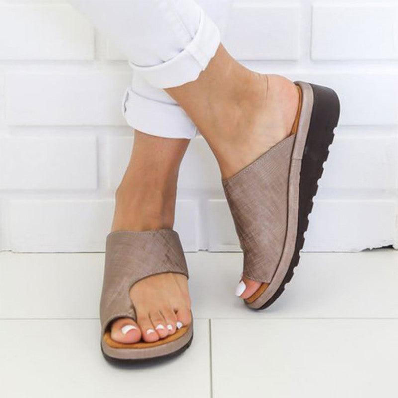 Women Slippers Flat Sole Casual Soft Big Toe Foot Sandal - fadidesign