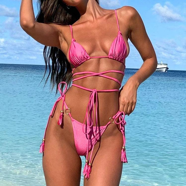 Women Swimwear Sexy Bikini Hollow Out Swimsuit Thong Biquini Cross String Bikini Set Bathing Suit Bikinis Beachwear - fadidesign