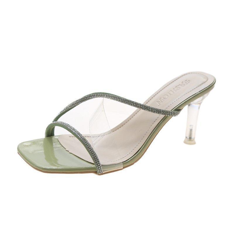 Women Wear Crystal Stiletto Sandals And Slippers - fadidesign