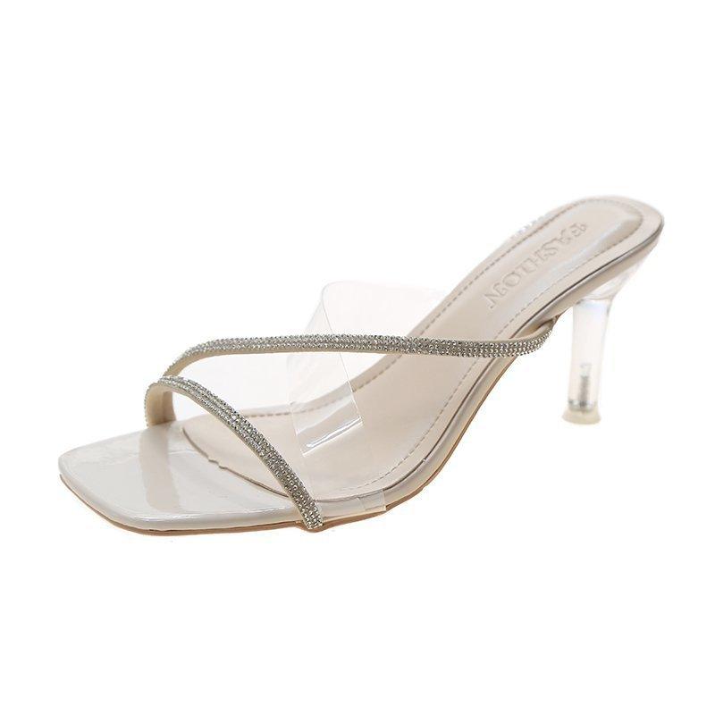 Women Wear Crystal Stiletto Sandals And Slippers - fadidesign