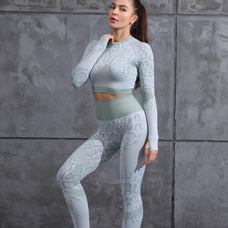 Yoga Clothes Autumn And Winter Tight-fitting Moisture Wicking Sports Suit Women Seamless Knitted Yoga Clothes Women - fadidesign