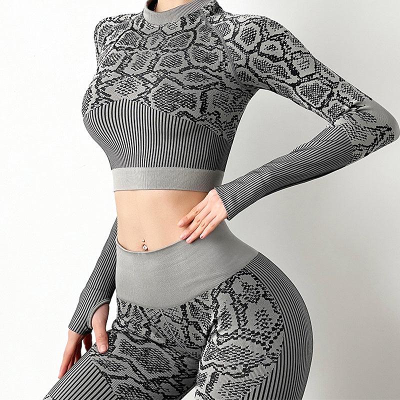 Yoga Clothes Autumn And Winter Tight-fitting Moisture Wicking Sports Suit Women Seamless Knitted Yoga Clothes Women - fadidesign